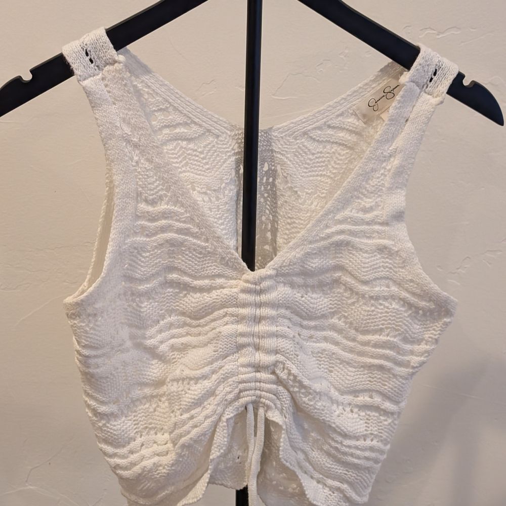 Jessica Simpson White Textured Tank Top